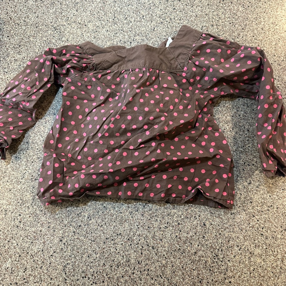 GAP Brown and Pink Asymmetrical Ruched Blouse